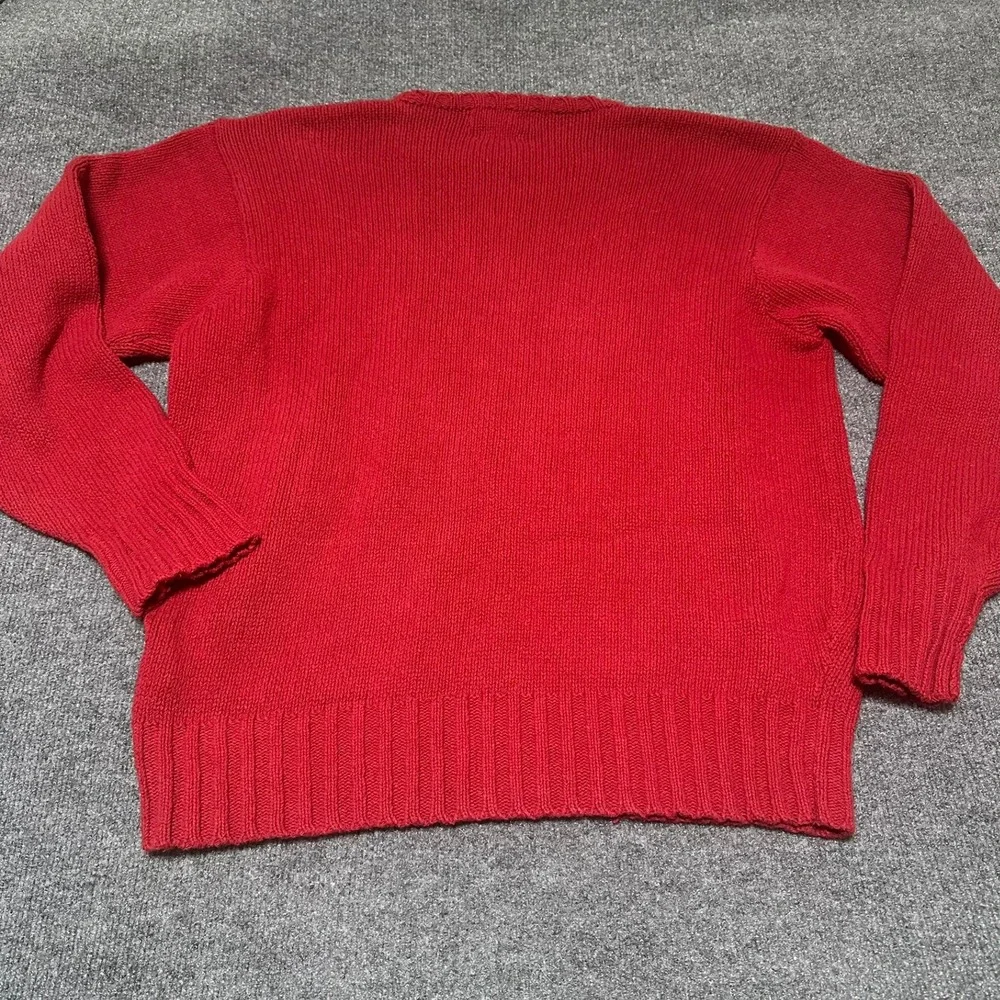 Polo Ralph Lauren Mens Red Cotton Knit Crewneck Sweater Large Pony Logo